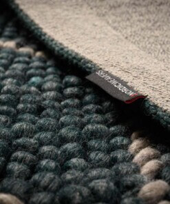 Tapis en laine losange Vinduer - bleu canard/gris - close up zijkant, thumbnail Tapis en laine losange Vinduer - bleu canard/gris - close up zijkant, thumbnail