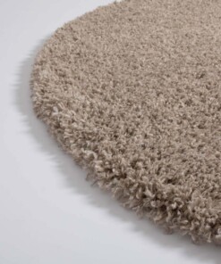 Tapis Rond poils longs Cozy Shaggy - beige - close up zijkant, thumbnail