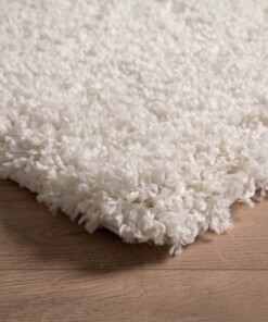 Tapis poils longs Rond Cozy Shaggy - blanc - close up hoek