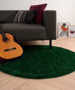 Tapis rond poils longs Shaggy Trend - vert émeraude - sfeer