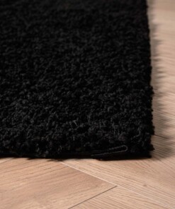 Tapis Carré poils longs Shaggy Trend - noir - close up hoek