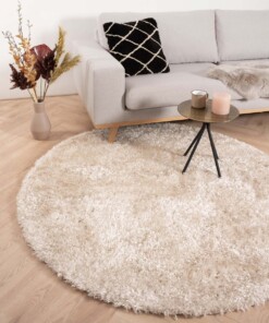 Tapis poils longs Rond Posh - Crème beige - sfeer, thumbnail