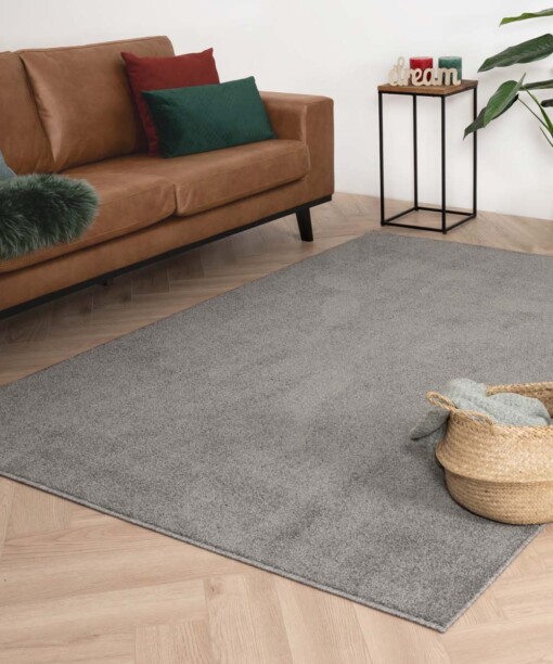 Tapis Carré poil ras Fine - gris clair
