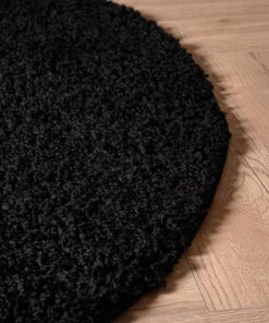 Tapis rond poils longs Shaggy Trend - noir - close up zijkant, thumbnail Tapis rond poils longs Shaggy Trend - noir - close up zijkant, thumbnail
