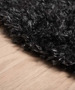 Tapis rond poils longs Posh - Anthracite - close up zijkant, thumbnail Tapis rond poils longs Posh - Anthracite - close up zijkant, thumbnail