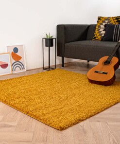 Tapis Carré poils longs Shaggy Trend - jaune moutarde - sfeer, thumbnail