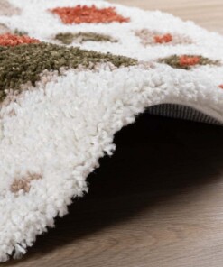 Tapis poils longs bohème Rond Artisan - blanc/Multicolore - close up zijkant, thumbnail Tapis poils longs bohème Rond Artisan - blanc/Multicolore - close up zijkant, thumbnail