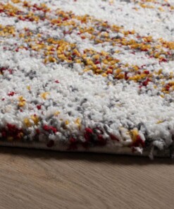 Tapis poils longs Rond rayé Artisan - blanc/Multicolore - close up zijkant, thumbnail Tapis poils longs Rond rayé Artisan - blanc/Multicolore - close up zijkant, thumbnail