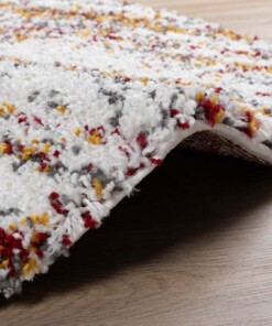 Tapis poils longs Rond rayé Artisan - blanc/Multicolore - close up zijkant, thumbnail Tapis poils longs Rond rayé Artisan - blanc/Multicolore - close up zijkant, thumbnail