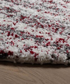 Tapis poils longs Rond rayé Artisan - gris/rouge - close up zijkant, thumbnail Tapis poils longs Rond rayé Artisan - gris/rouge - close up zijkant, thumbnail