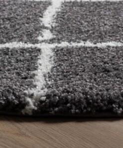 Tapis poils longs Rond losange Artisan - gris/blanc - close up zijkant, thumbnail Tapis poils longs Rond losange Artisan - gris/blanc - close up zijkant, thumbnail