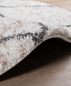 Tapis Rond losange poils longs Artisan - blanc/gris - close up zijkant, thumbnail Tapis Rond losange poils longs Artisan - blanc/gris - close up zijkant, thumbnail