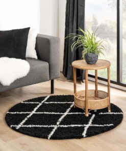 Tapis poils longs Rond losange Habitat - noir/blanc - sfeer