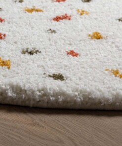 Tapis poils longs Rond à pois Artisan - blanc/Multicolore - close up zijkant, thumbnail Tapis poils longs Rond à pois Artisan - blanc/Multicolore - close up zijkant, thumbnail