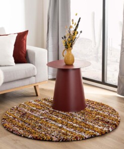 Tapis poils longs Rond rayé Artisan - Multicolore/jaune moutarde - sfeer, thumbnail