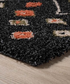 Tapis de couloir bohème poils longs Artisan - Anthracite/Multicolore - close up hoek, thumbnail Tapis de couloir bohème poils longs Artisan - Anthracite/Multicolore - close up hoek, thumbnail