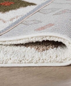 Tapis bohème poils longs Artisan - blanc/Multicolore - close up vouw, thumbnail Tapis bohème poils longs Artisan - blanc/Multicolore - close up vouw, thumbnail