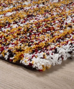 Tapis poils longs rayé Artisan - Multicolore/jaune moutarde - close up hoek, thumbnail Tapis poils longs rayé Artisan - Multicolore/jaune moutarde - close up hoek, thumbnail