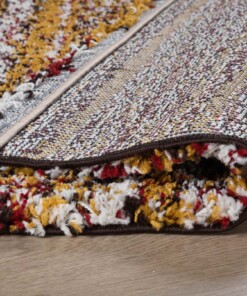 Tapis poils longs rayé Artisan - Multicolore/jaune moutarde - close up vouw, thumbnail Tapis poils longs rayé Artisan - Multicolore/jaune moutarde - close up vouw, thumbnail