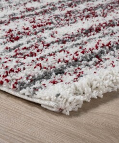 Tapis de couloir poils longs rayé Artisan - gris/rouge - close up hoek, thumbnail Tapis de couloir poils longs rayé Artisan - gris/rouge - close up hoek, thumbnail