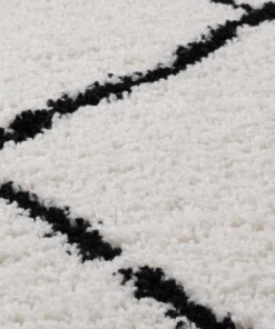 Tapis de couloir poils longs losange Artisan - blanc/noir - close up materiaal, thumbnail Tapis de couloir poils longs losange Artisan - blanc/noir - close up materiaal, thumbnail