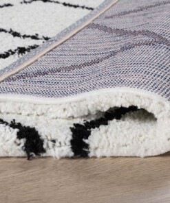 Tapis de couloir poils longs losange Artisan - blanc/noir - close up vouw, thumbnail Tapis de couloir poils longs losange Artisan - blanc/noir - close up vouw, thumbnail