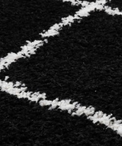 Tapis de couloir poils longs losange Artisan - noir/blanc - close up materiaal, thumbnail Tapis de couloir poils longs losange Artisan - noir/blanc - close up materiaal, thumbnail