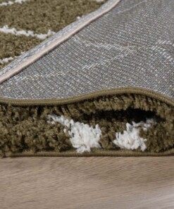 Tapis poils longs losange Habitat - vert olive/blanc - close up vouw, thumbnail Tapis poils longs losange Habitat - vert olive/blanc - close up vouw, thumbnail