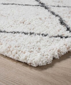 Tapis de couloir losange poils longs Artisan - blanc/gris - close up hoek, thumbnail Tapis de couloir losange poils longs Artisan - blanc/gris - close up hoek, thumbnail