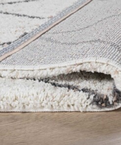 Tapis de couloir losange poils longs Artisan - blanc/gris - close up vouw, thumbnail Tapis de couloir losange poils longs Artisan - blanc/gris - close up vouw, thumbnail