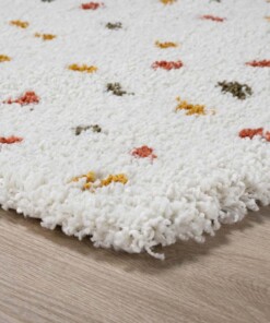 Tapis de couloir poils longs à pois Artisan - blanc/Multicolore - close up hoek, thumbnail Tapis de couloir poils longs à pois Artisan - blanc/Multicolore - close up hoek, thumbnail