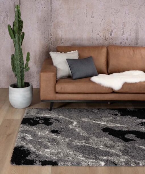 Tapis de couloir poils longs marbre Artisan - gris - sfeer