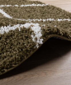 Tapis poils longs Rond losange Habitat - vert olive/blanc - close up zijkant, thumbnail Tapis poils longs Rond losange Habitat - vert olive/blanc - close up zijkant, thumbnail