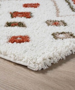 Tapis bohème Carré poils longs Artisan - blanc/Multicolore - close up hoek, thumbnail Tapis bohème Carré poils longs Artisan - blanc/Multicolore - close up hoek, thumbnail