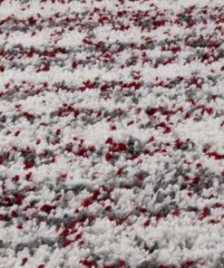 Tapis poils longs Carré rayé Artisan - gris/rouge - close up materiaal, thumbnail Tapis poils longs Carré rayé Artisan - gris/rouge - close up materiaal, thumbnail