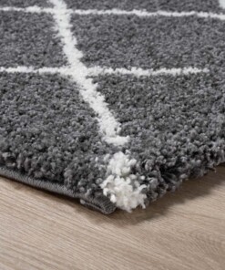 Tapis poils longs Carré losange Artisan - gris/blanc - close up hoek, thumbnail Tapis poils longs Carré losange Artisan - gris/blanc - close up hoek, thumbnail