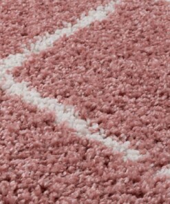 Tapis poils longs Carré losange Artisan - rose/blanc - close up materiaal, thumbnail