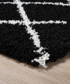 Tapis poils longs Carré losange Habitat - noir/blanc - close up hoek, thumbnail Tapis poils longs Carré losange Habitat - noir/blanc - close up hoek, thumbnail