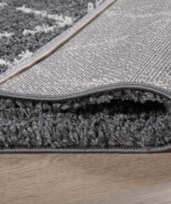 Tapis poils longs Carré losange Habitat - gris/blanc - close up vouw, thumbnail Tapis poils longs Carré losange Habitat - gris/blanc - close up vouw, thumbnail