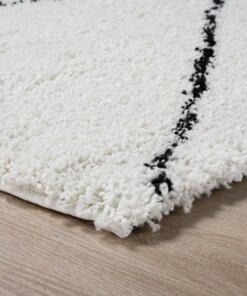 Tapis poils longs Carré berbère Artisan - blanc/noir - close up hoek, thumbnail Tapis poils longs Carré berbère Artisan - blanc/noir - close up hoek, thumbnail