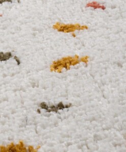 Tapis poils longs Carré à pois Artisan - blanc/Multicolore - close up materiaal, thumbnail