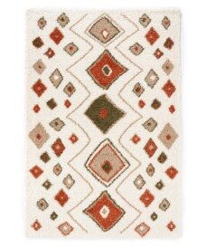 Tapis bohème poils longs Artisan - blanc/Multicolore - overzicht, thumbnail Tapis bohème poils longs Artisan - blanc/Multicolore - overzicht, thumbnail