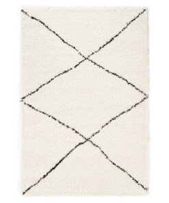 Tapis poils longs berbère Artisan - blanc/noir - overzicht