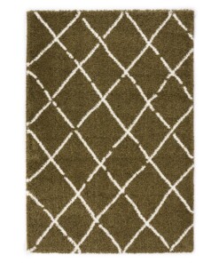 Tapis poils longs losange Artisan - vert olive/blanc - overzicht