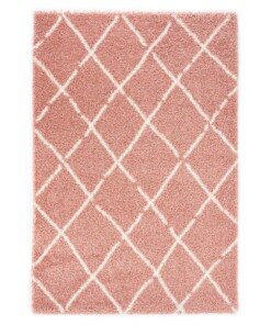 Tapis poils longs losange Artisan - rose/blanc - overzicht