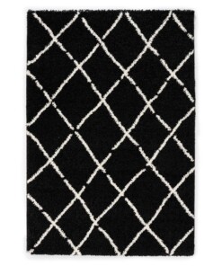 Tapis poils longs losange Artisan - noir/blanc - overzicht