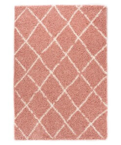 Tapis poils longs losange Habitat - rose/blanc - overzicht