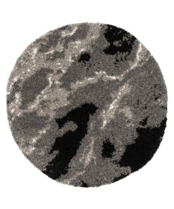 Tapis poils longs Rond marbre Artisan - gris - overzicht