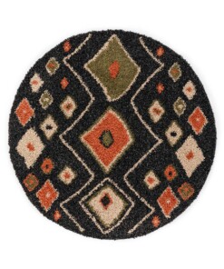 Tapis bohème Rond poils longs Artisan - Anthracite/Multicolore - overzicht