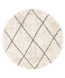 Tapis Rond losange poils longs Artisan - blanc/gris - overzicht, thumbnail Tapis Rond losange poils longs Artisan - blanc/gris - overzicht, thumbnail